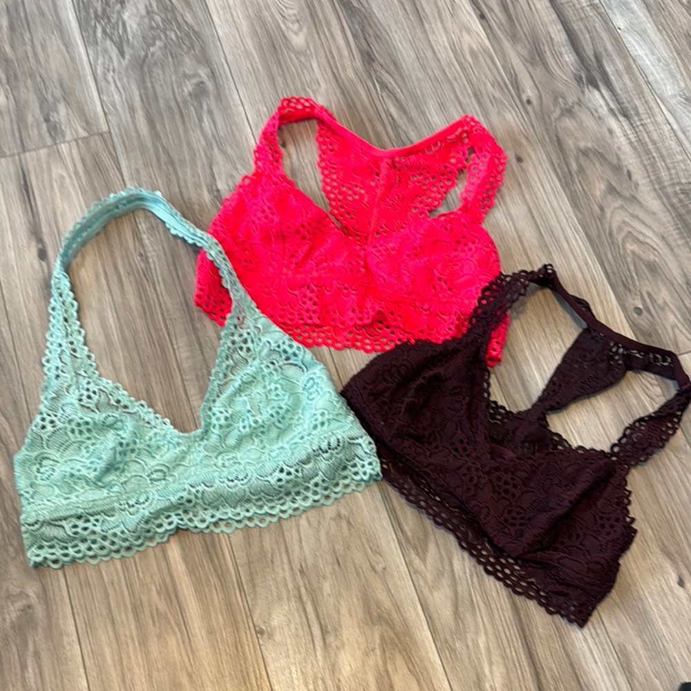 Lace Bralette Set - Mint, Pink, Black